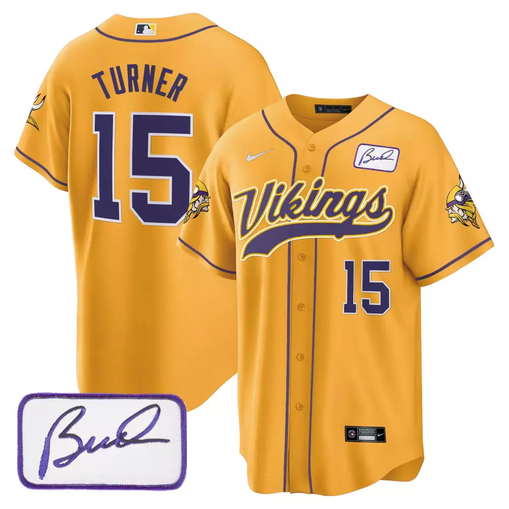dallas turner gold alternate mens minnesota vikings bud grant patch classic limited jersey v6 all stitched