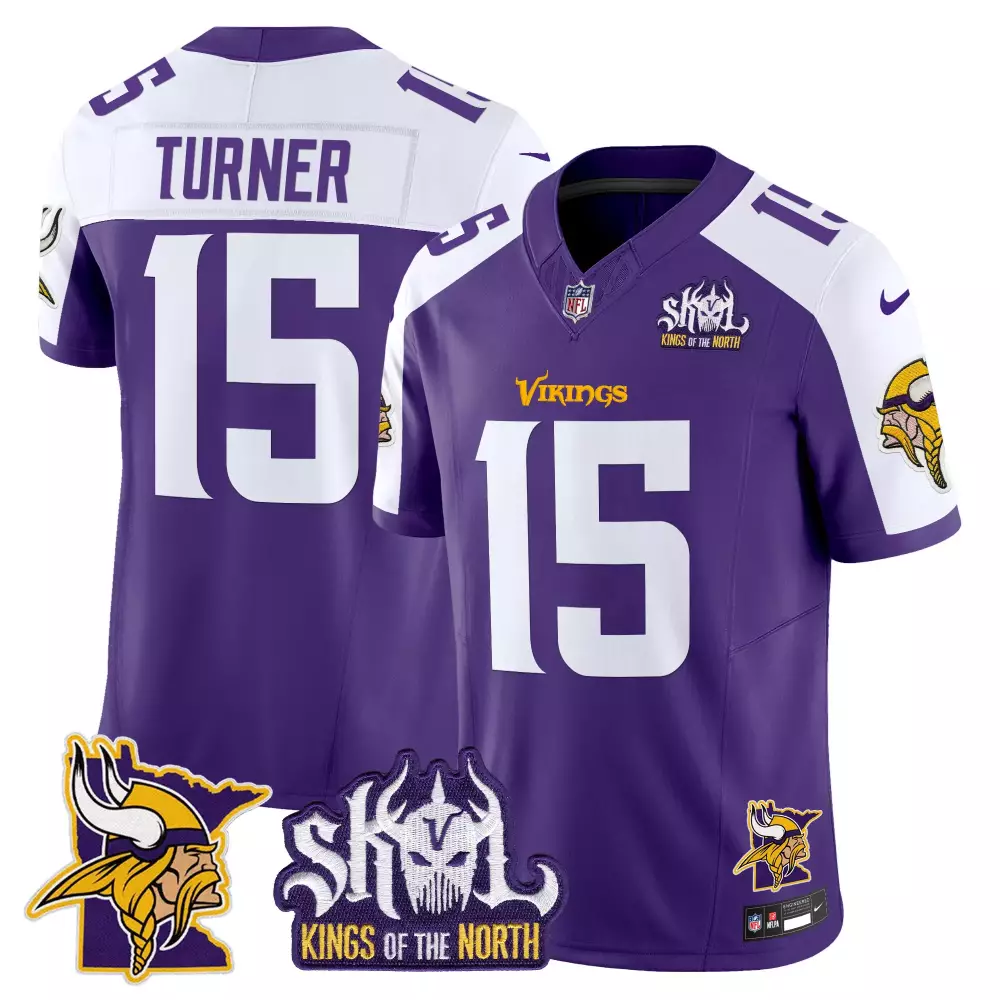 dallas turner purple alternate mens minnesota vikings king of the north patch throwback vapor limited jersey all stitche