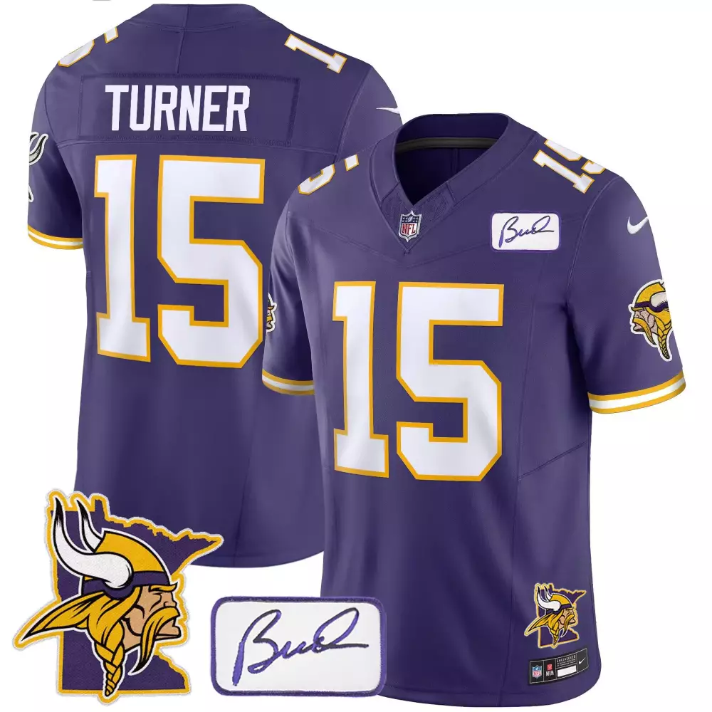 dallas turner purple mens minnesota vikings 2024 vapor limited jersey est 1961 patch all stitched