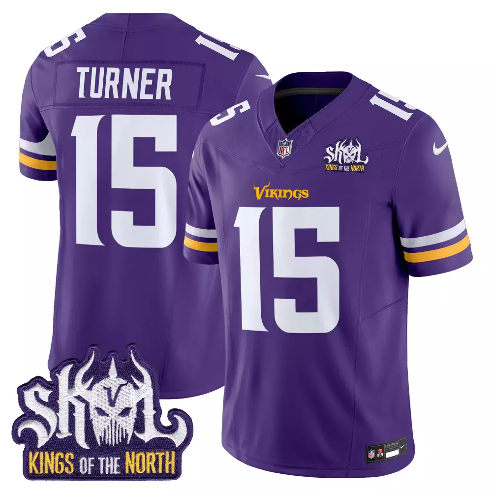 dallas turner purple mens minnesota vikings king of the north patch throwback vapor limited jersey v2 all stitched