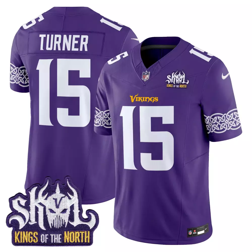 dallas turner purple mens minnesota vikings king of the north patch throwback vapor limited jersey v2 all stitched