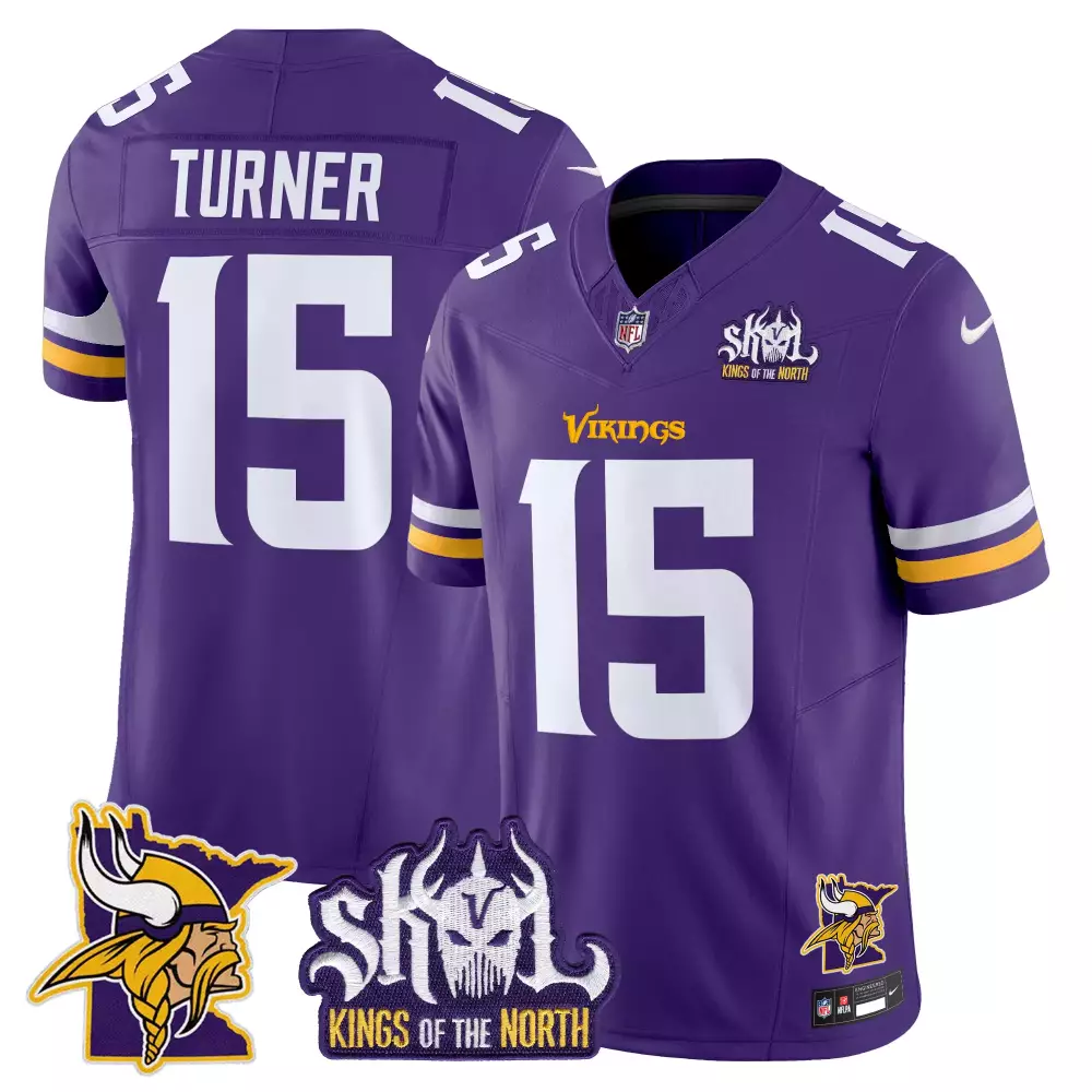 dallas turner purple mens minnesota vikings king of the north patch throwback vapor limited jersey v2 all stitched
