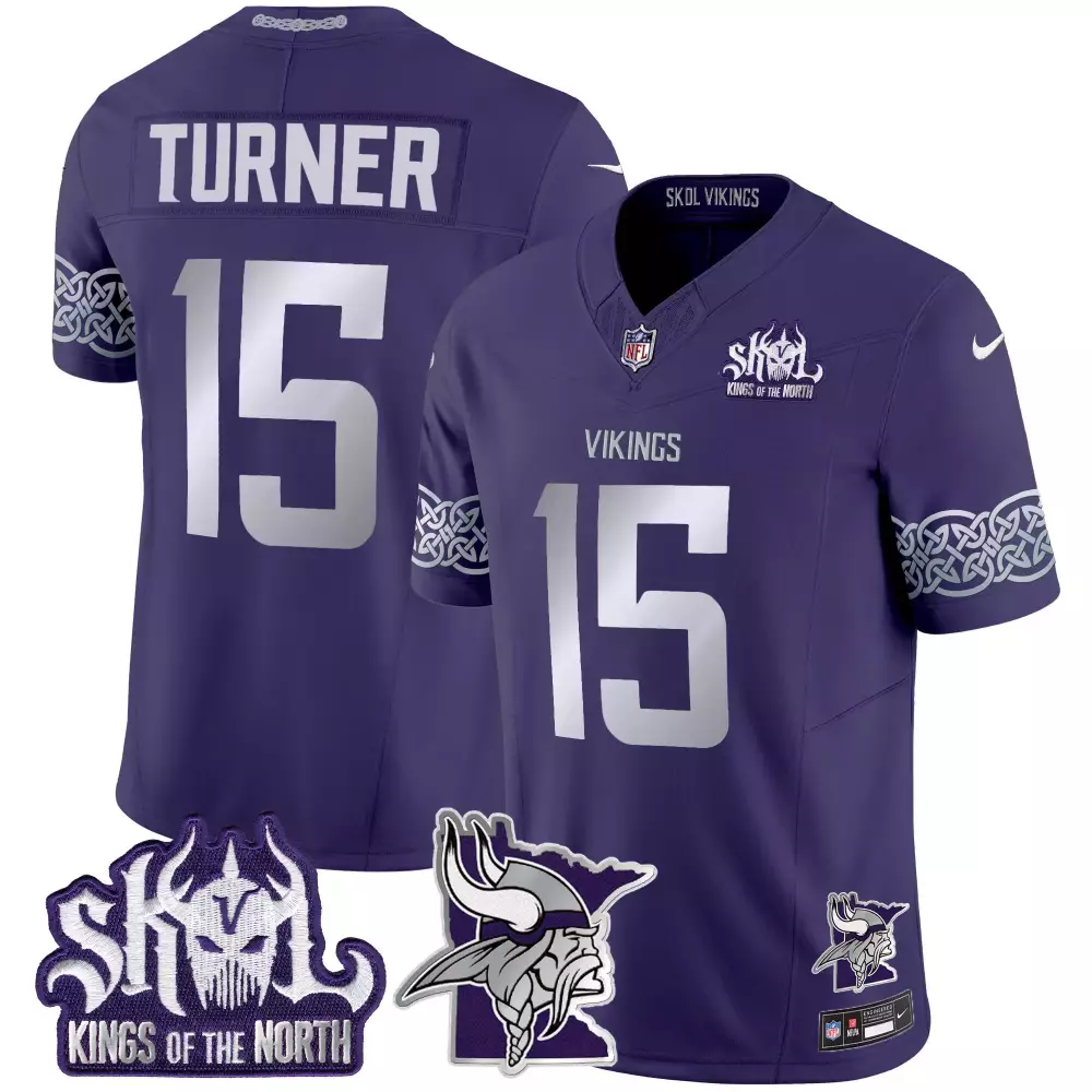 Dallas Turner 2024 Vikings Purple Men's Winter Warrior Skol Patch Jersey V2 | Vapor Limited Edition | For Men, Women & Youth