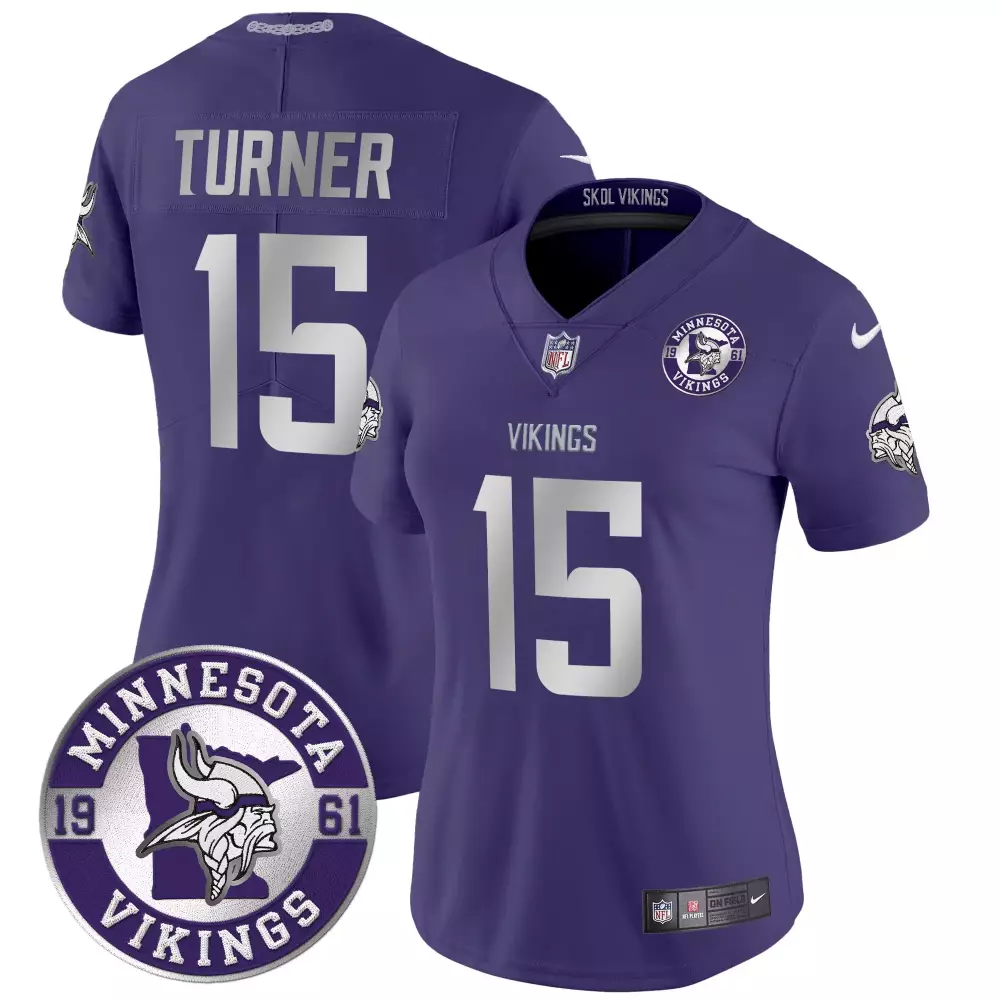 dallas turner purple mens minnesota vikings king of the north patch throwback vapor limited jersey v2 all stitched
