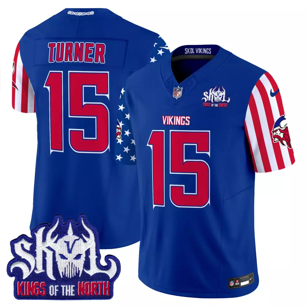 Dallas Turner 2024 Vikings Royal Men's American Style Vapor Jersey | Limited Edition Stitched | For Men, Women & Youth
