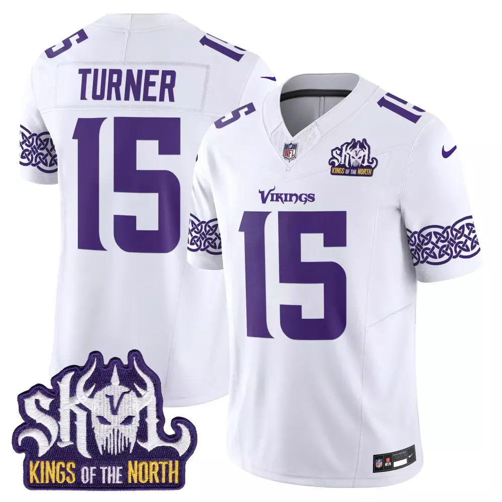 dallas turner white mens minnesota vikings kings of the north patch vapor limited jersey v2 all stitched