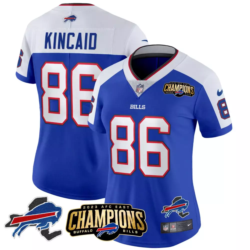 dalton kincaid royal alternate womens buffalo bills 2023 afc east champions patch gold vapor jersey v2 all stitched