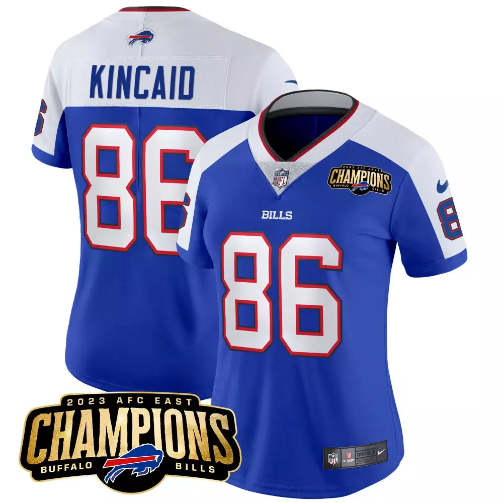 dalton kincaid royal alternate womens buffalo bills 2023 afc east champions patch gold vapor jersey v2 all stitched