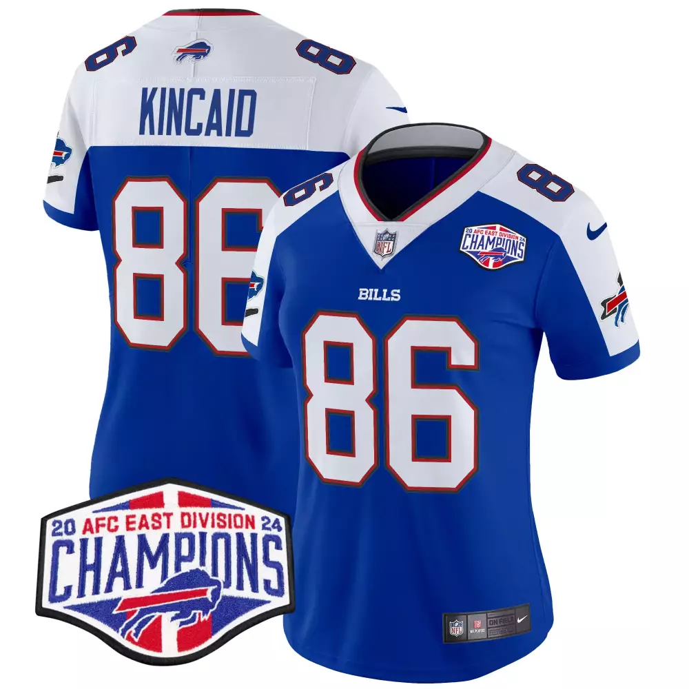 dalton kincaid royal alternate womens buffalo bills 2023 afc east champions patch gold vapor jersey v2 all stitched