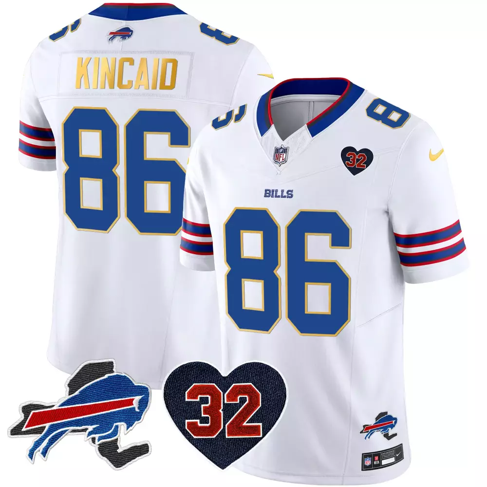 dalton kincaid white mens buffalo bills new york patch vapor limited jersey v3 all stitched