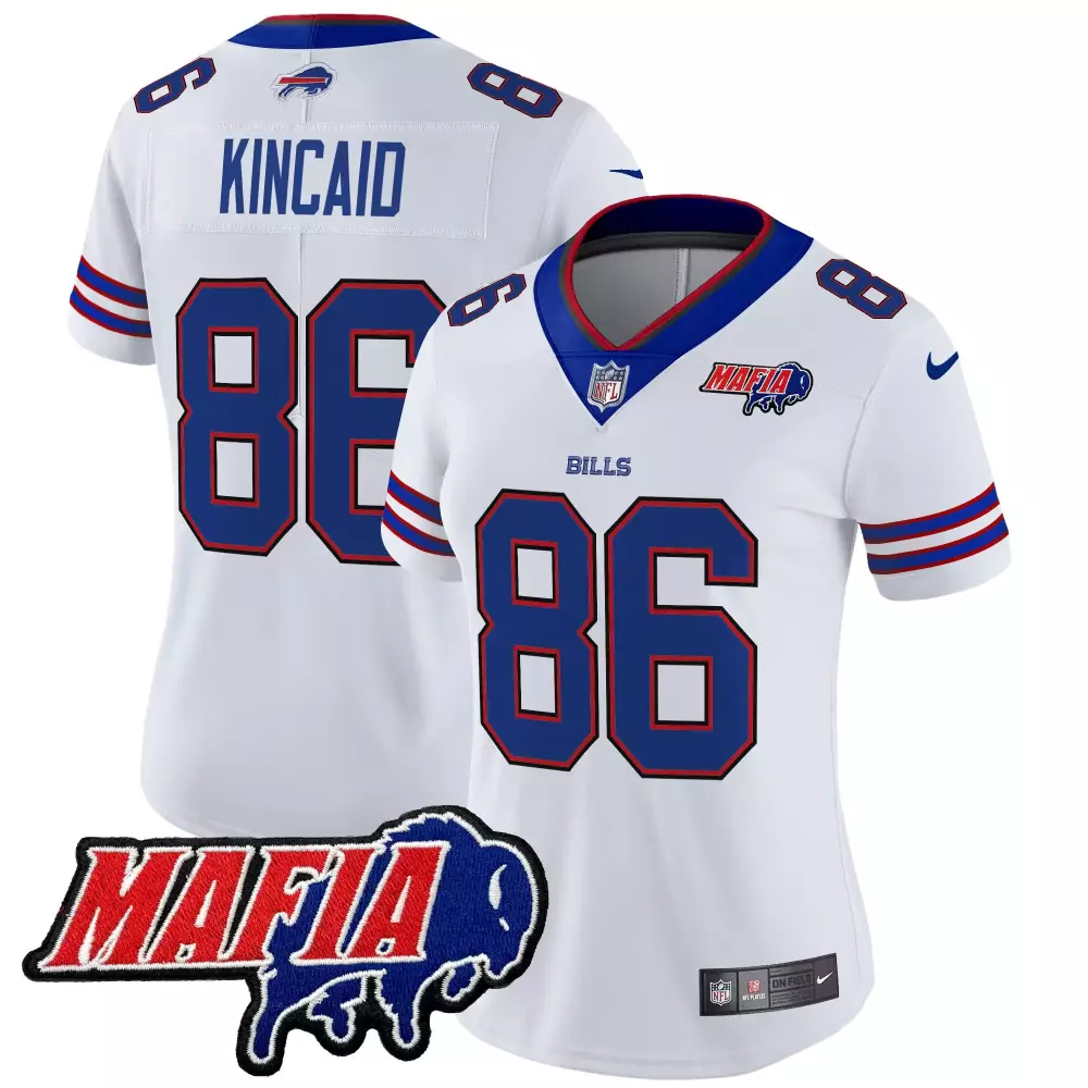 dalton kincaid white womens buffalo bills 2023 afc east champions patch gold vapor jersey v2 all stitched