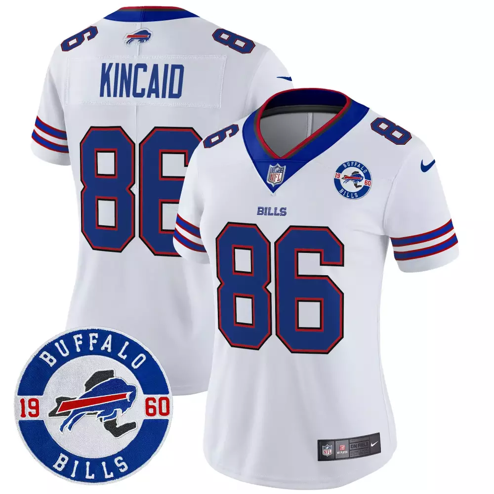 dalton kincaid white womens buffalo bills 2023 afc east champions patch gold vapor jersey v2 all stitched