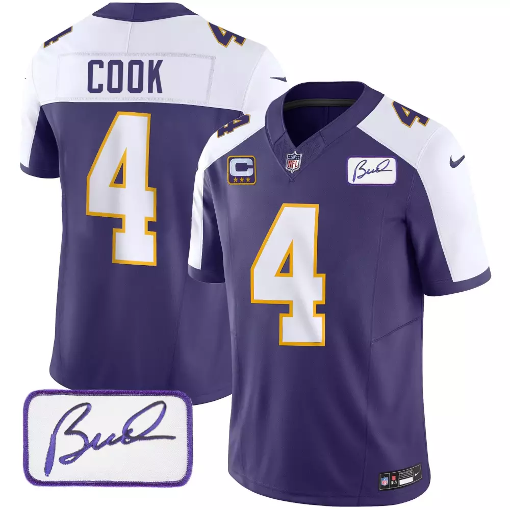 dalvin cook alternate mens minnesota vikings bud grant patch classic limited jersey all stitched
