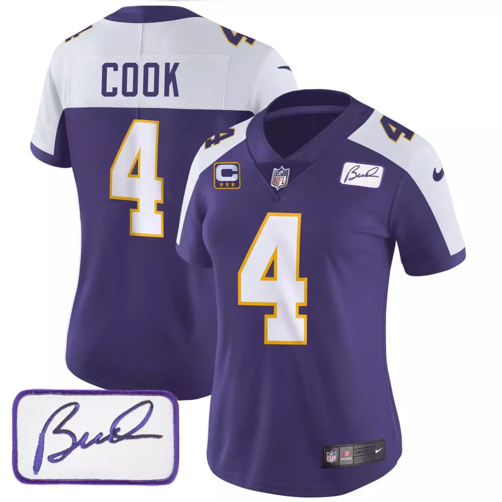 dalvin cook alternate womens minnesota vikings bud grant patch classic limited jersey all stitched