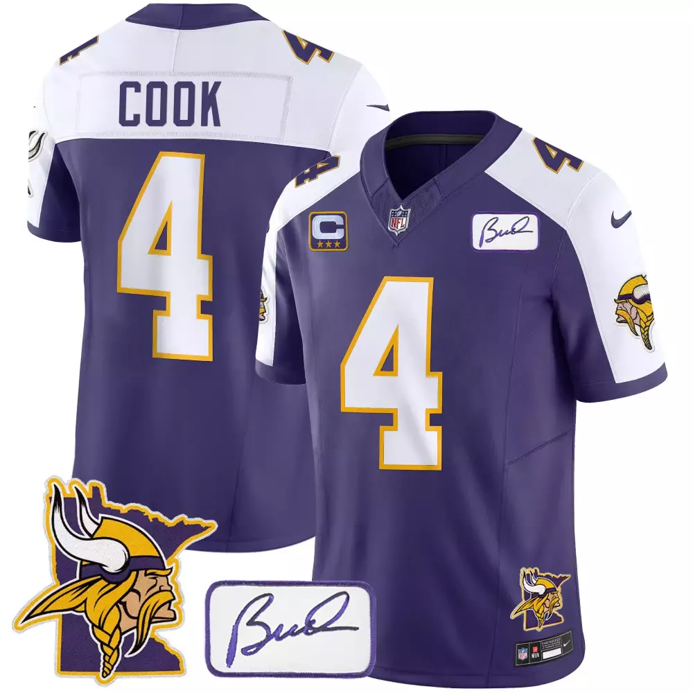 dalvin cook gold youths minnesota vikings bud grant patch classic limited jersey all stitched