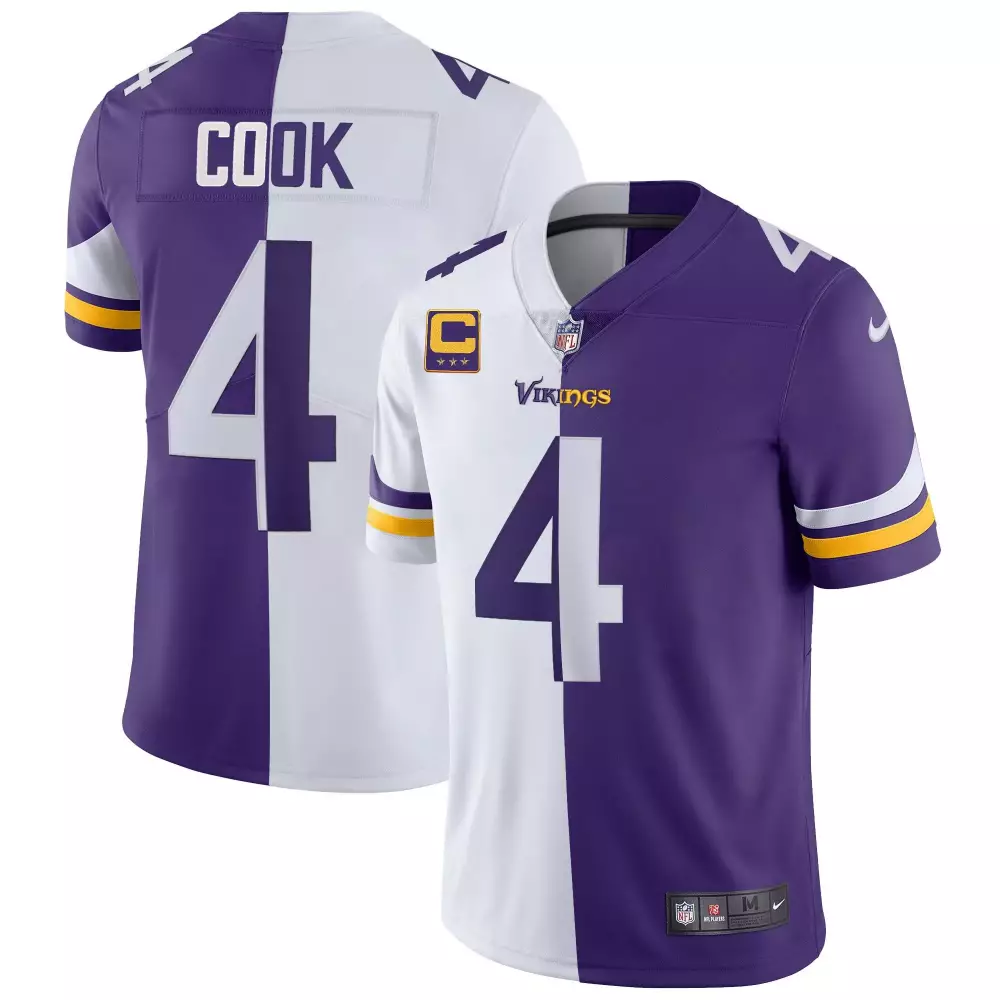 dalvin cook split mens minnesota vikings gold purple jersey all stitched