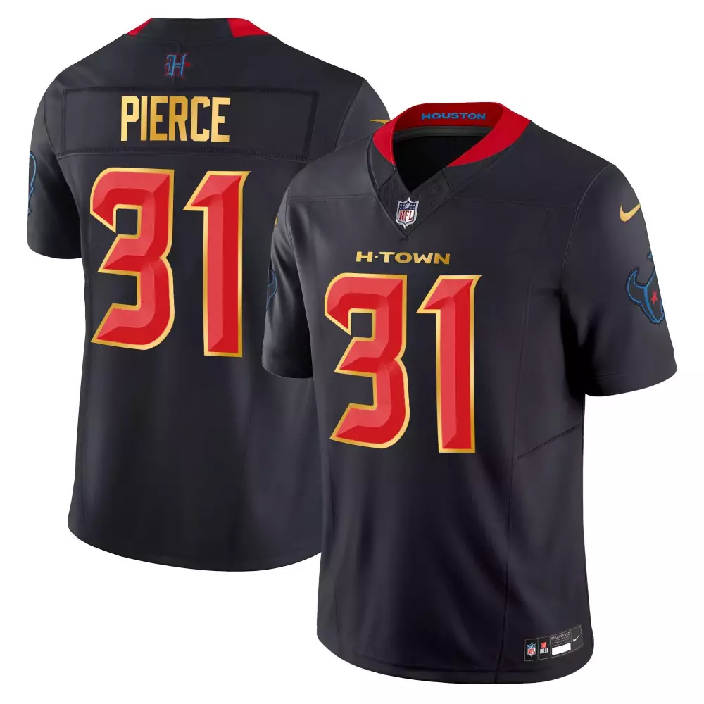 Dameon Pierce Houston Texans Navy Limited Jersey | 2024 Gold Trim Vapor Limited | All Stitched Fan Gear for Game Day | For Men, Women & Youth