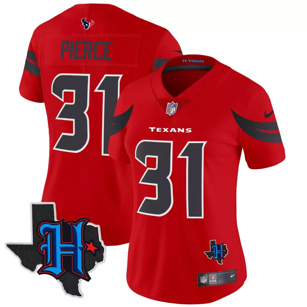 dameon pierce red womens houston texans 2024 texas patch vapor limited jersey v2 all stitched