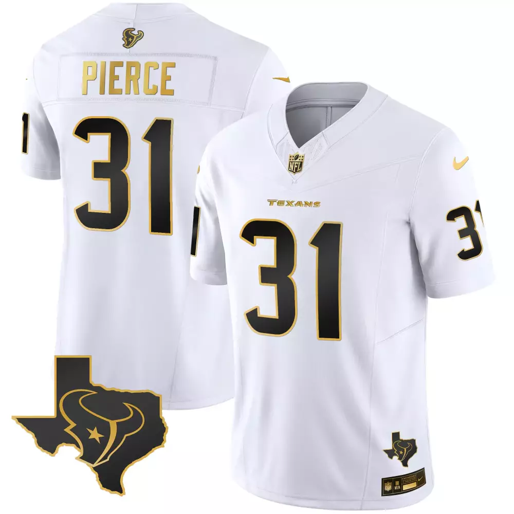dameon pierce white gold mens houston texans 2023 afc south champions patch gold vapor jersey all stitched