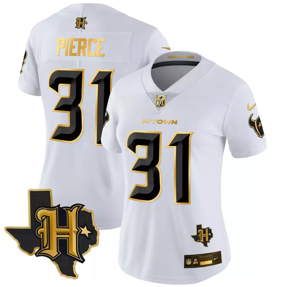 dameon pierce white gold mens houston texans 2023 afc south champions patch gold vapor jersey all stitched