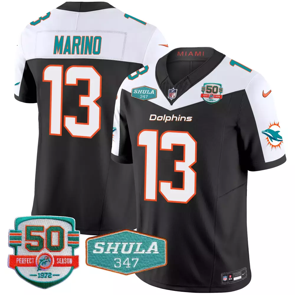 Dan Marino Miami Dolphins Throwback Black Vapor Jersey | Shula 347 Patch | Stitched Fan Gear for Men, Women & Youth