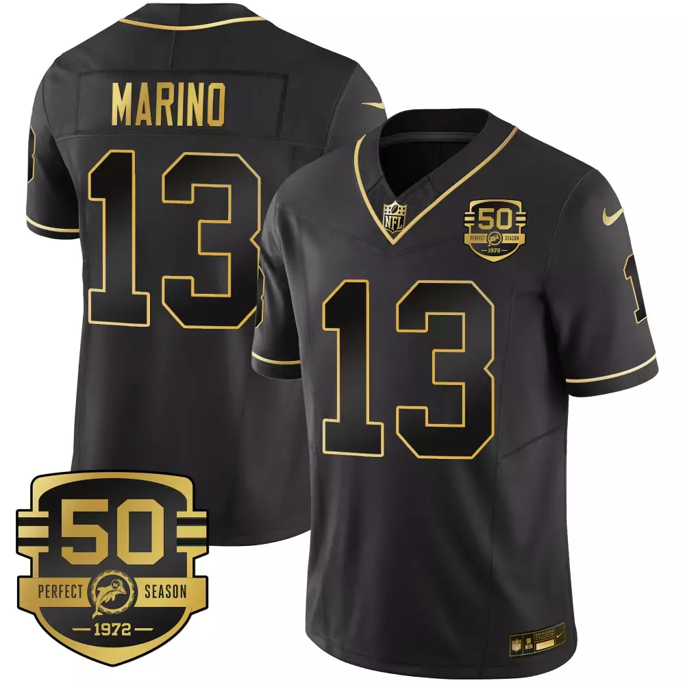 dan marino black gold mens miami dolphins throwback gold vapor jersey all stitched