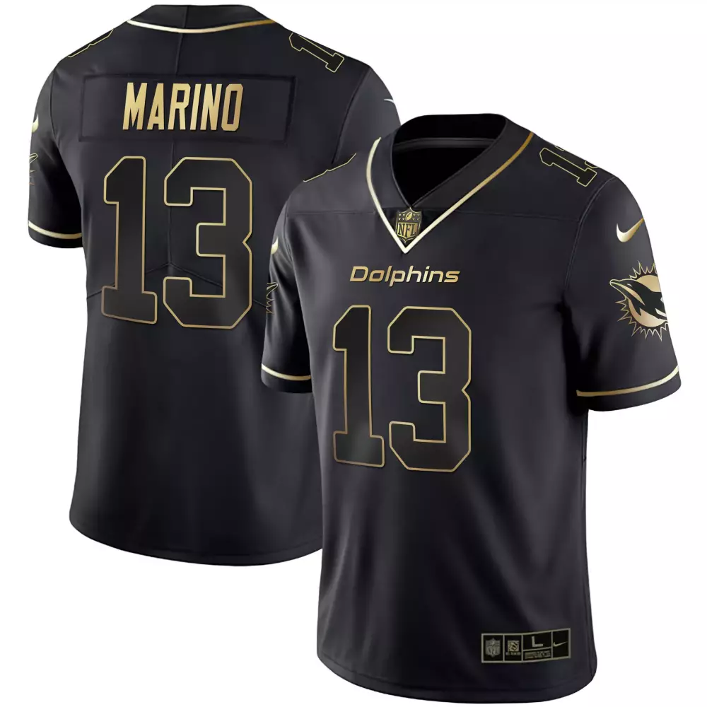 dan marino black gold mens miami dolphins throwback gold vapor jersey all stitched