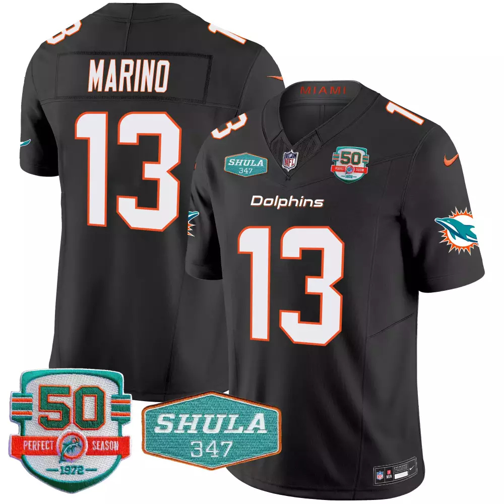 Dan Marino Miami Dolphins Black Gold Throwback Vapor Jersey | Custom Stitched | Limited Edition Fan Gear | For Men, Women & Youth