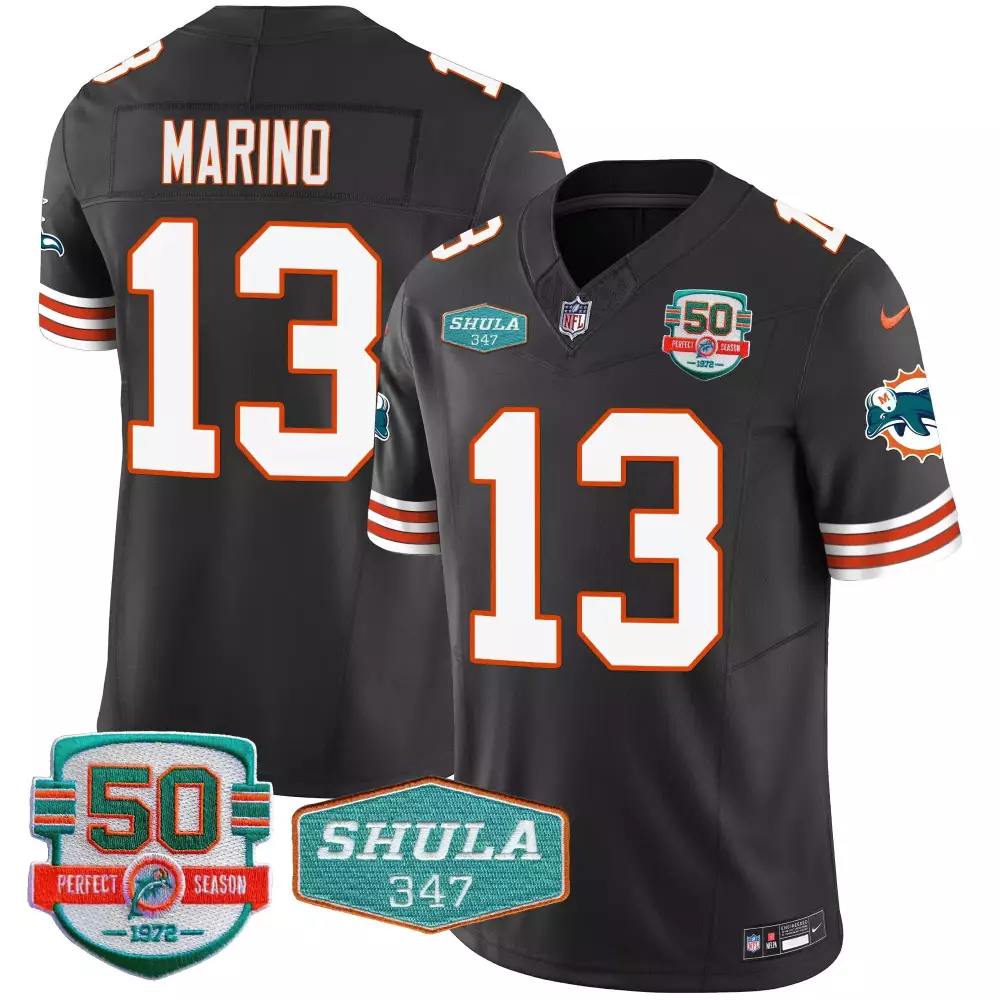 Dan Marino Miami Dolphins Throwback Black Vapor Jersey | Shula 347 Patch | Stitched Fan Gear for Men, Women & Youth