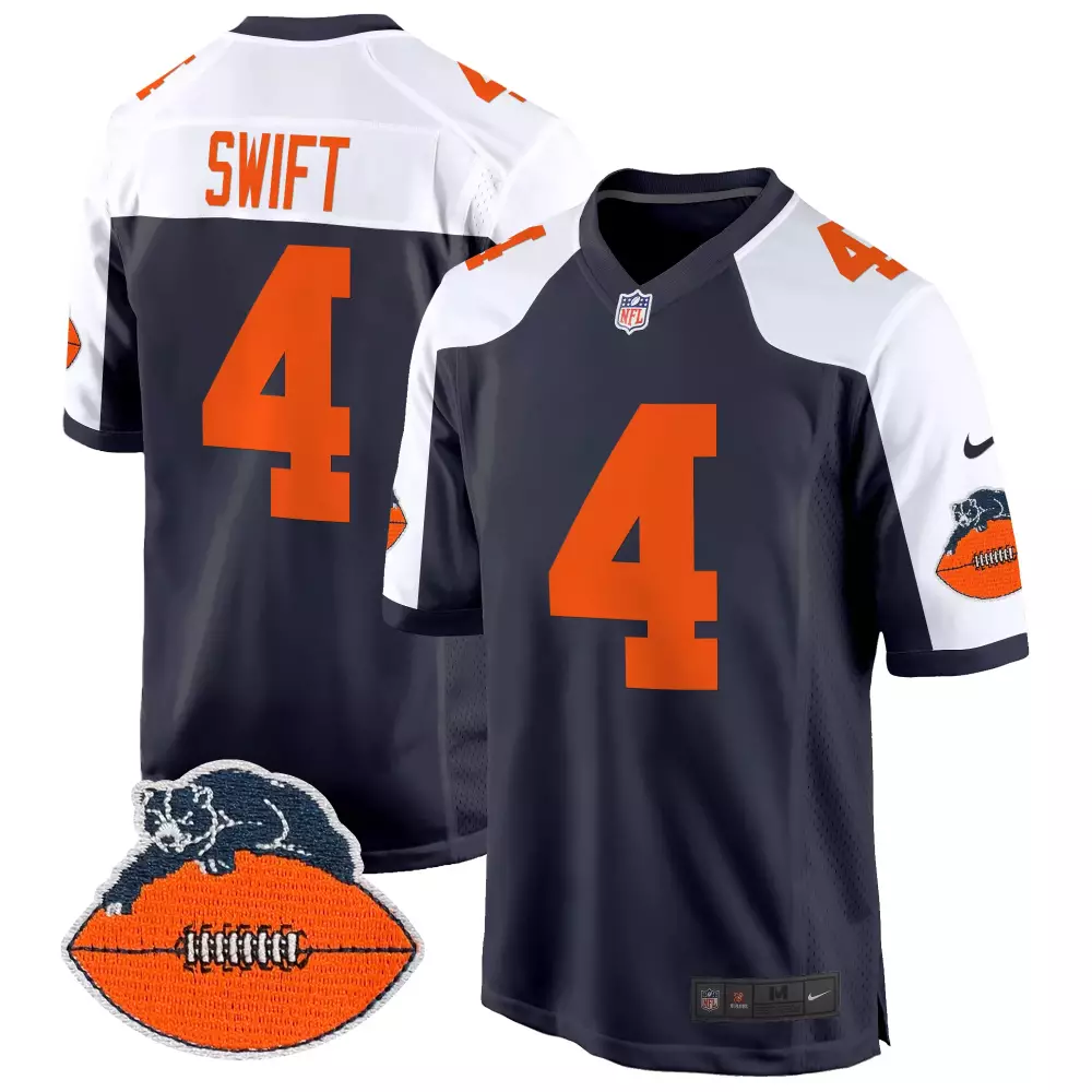 DAndre Swift Chicago Bears Men's Navy Alternate Jersey | Dick Butkus Patch | Throwback Vapor Limited | For Men, Women & Youth