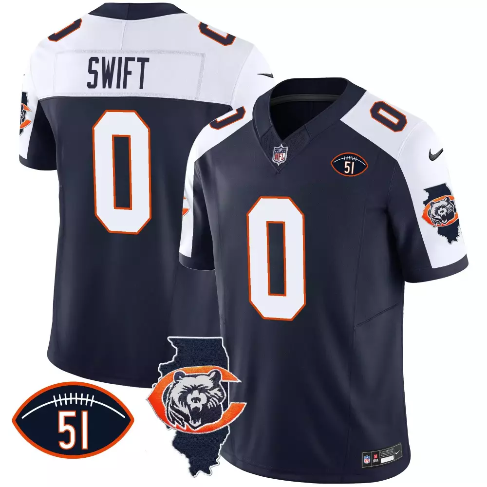 DAndre Swift Chicago Bears Men's Navy Alternate Jersey | Dick Butkus Patch | Throwback Vapor Limited | For Men, Women & Youth