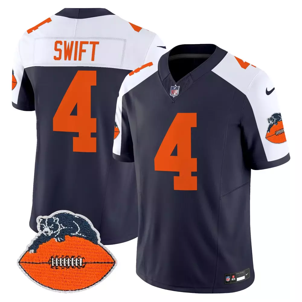 DAndre Swift Chicago Bears Men's Navy Alternate Jersey | Dick Butkus Patch | Throwback Vapor Limited | For Men, Women & Youth