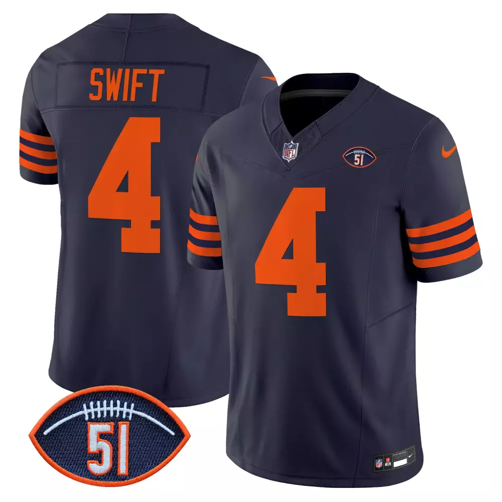 DAndre Swift Chicago Bears Men's Navy Jersey | Dick Butkus Patch | Throwback Vapor Limited | For Men, Women & Youth