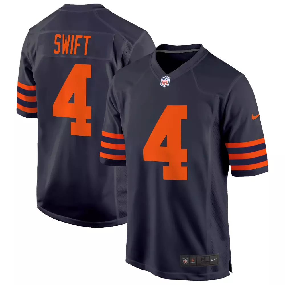 DAndre Swift Chicago Bears Men's Navy Sleeves Jersey | Illinois Patch | Vapor Edition | For Men, Women & Youth