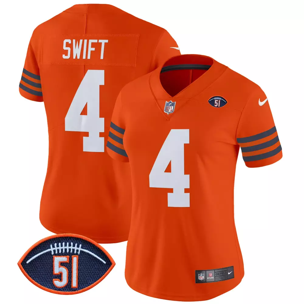 Dandre Swift Chicago Bears Orange Men's Throwback Vapor Limited Jersey | Stitched Fan Gear | For Men, Women & Youth