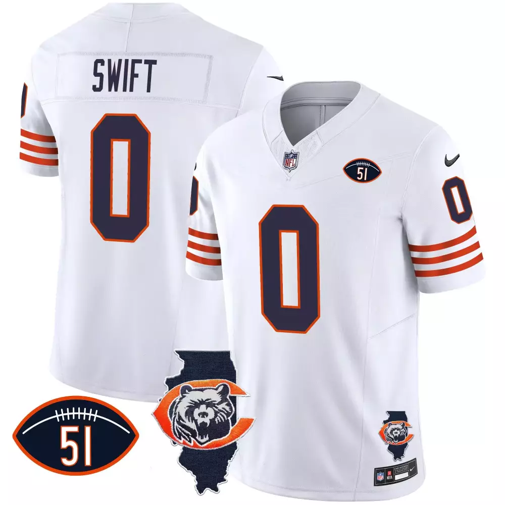 dandre swift white mens chicago bears throwback illinois patch vapor jersey all stitched