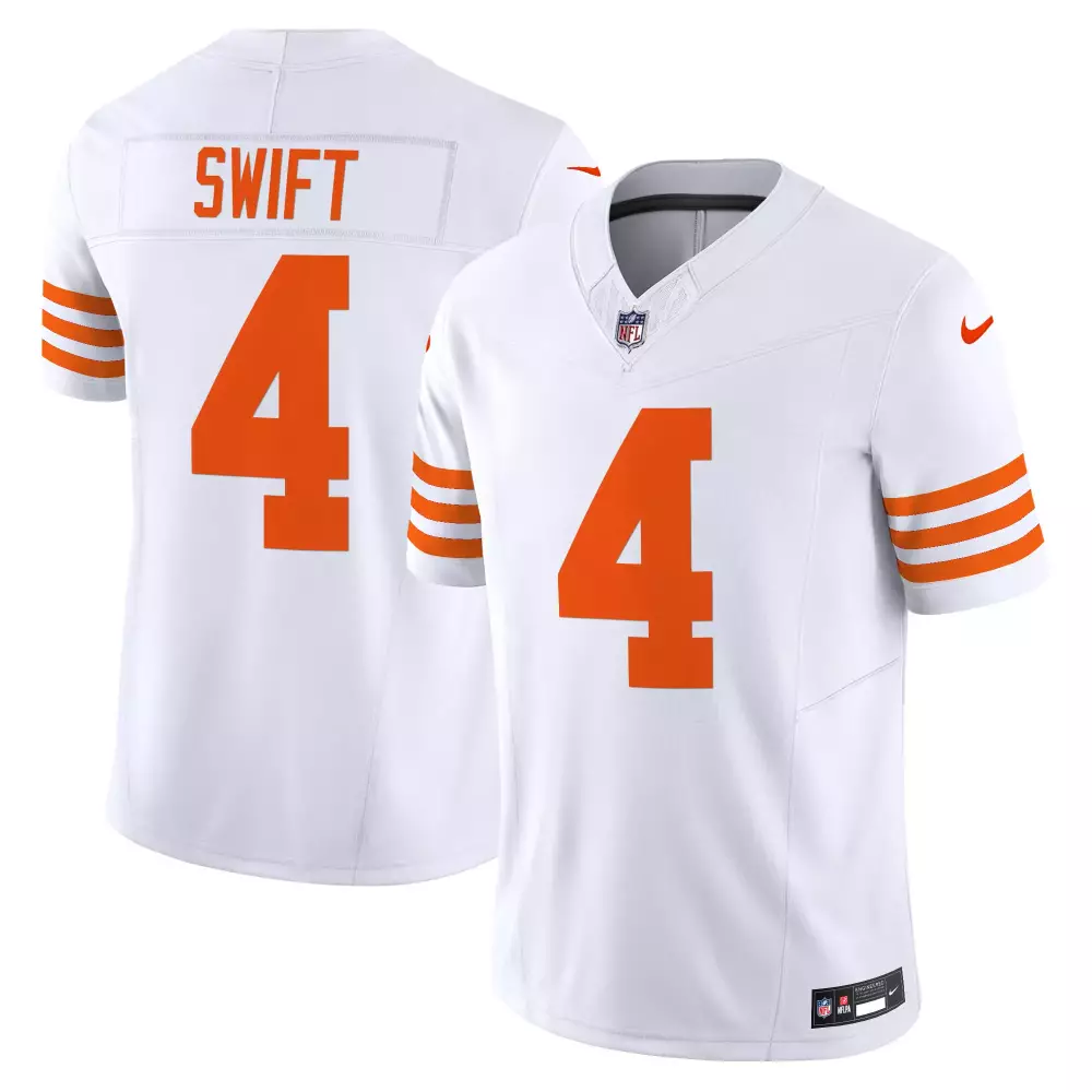 dandre swift white mens chicago bears throwback illinois patch vapor jersey all stitched