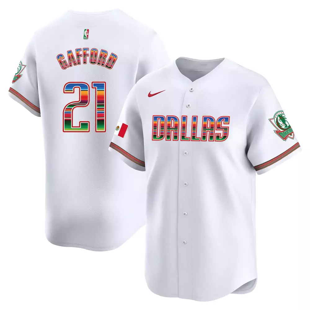 daniel gafford white gold mens dallas mavericks texas patch baseball jersey all stitched