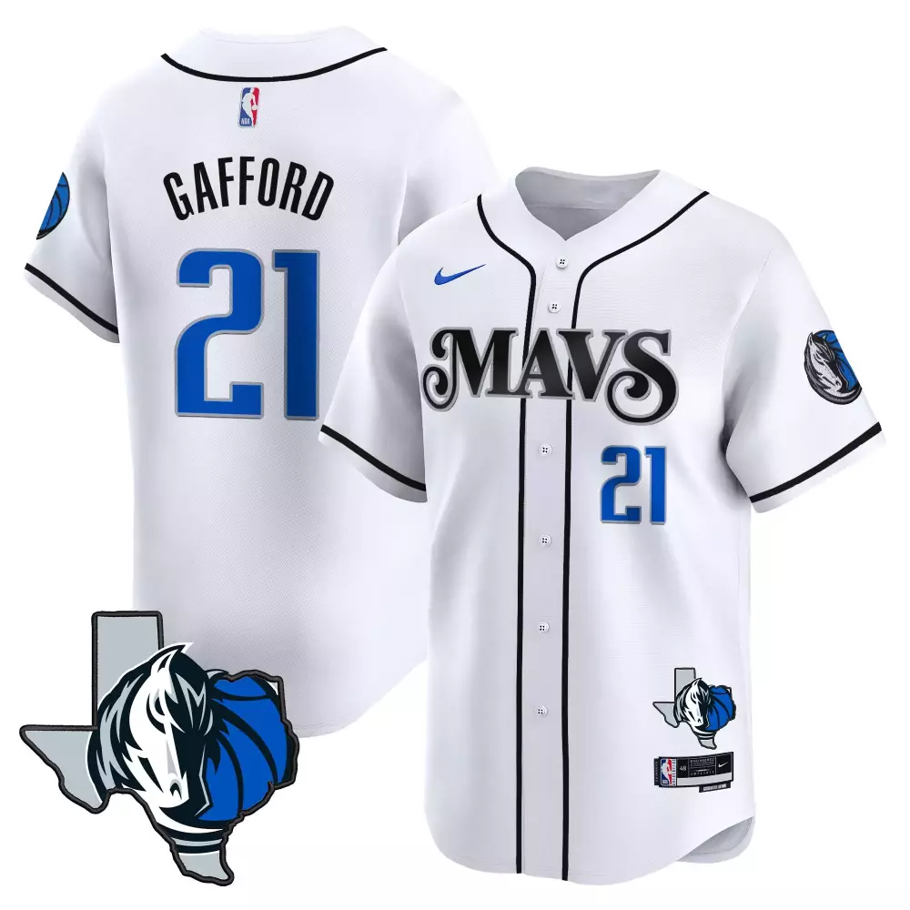 daniel gafford white gold mens dallas mavericks texas patch baseball jersey all stitched