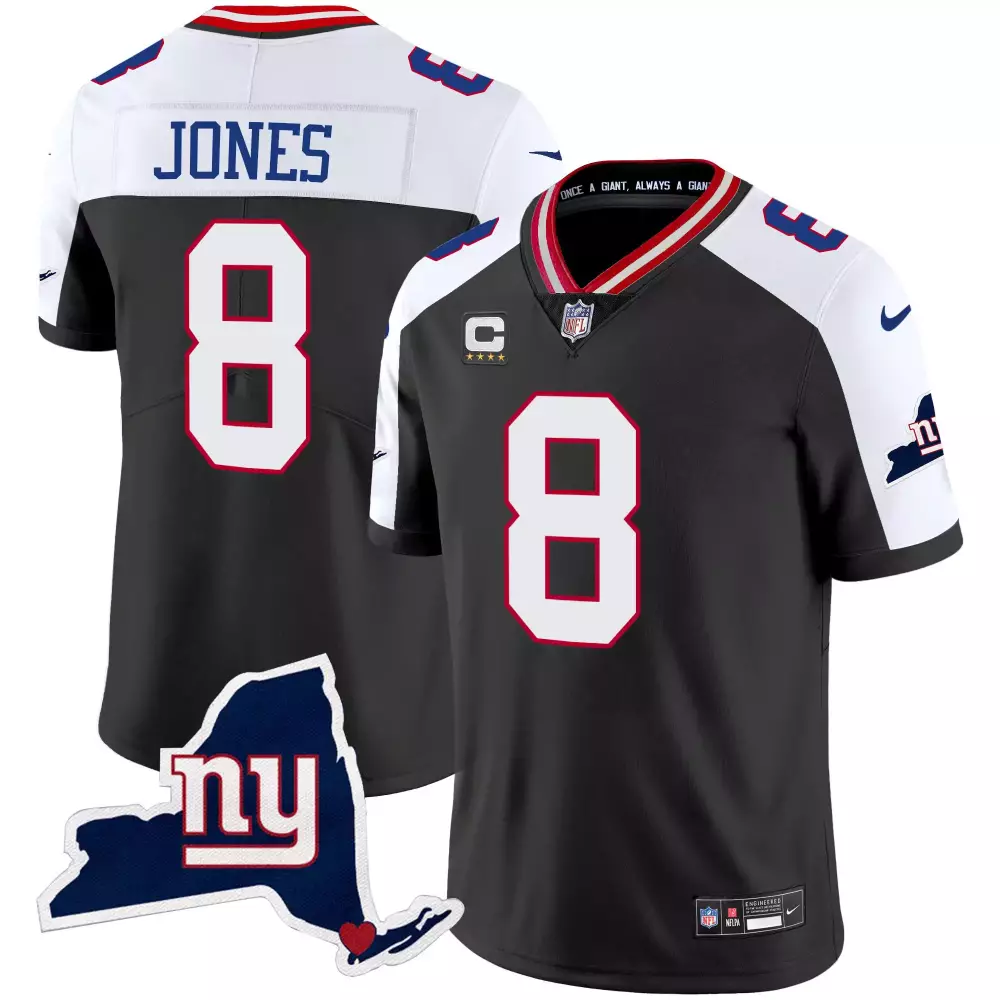 Daniel Jones Black Alternate Men's New York Giants New York State Map Patch Limited Jersey | All Stitched Gear for Men, Women & Youth