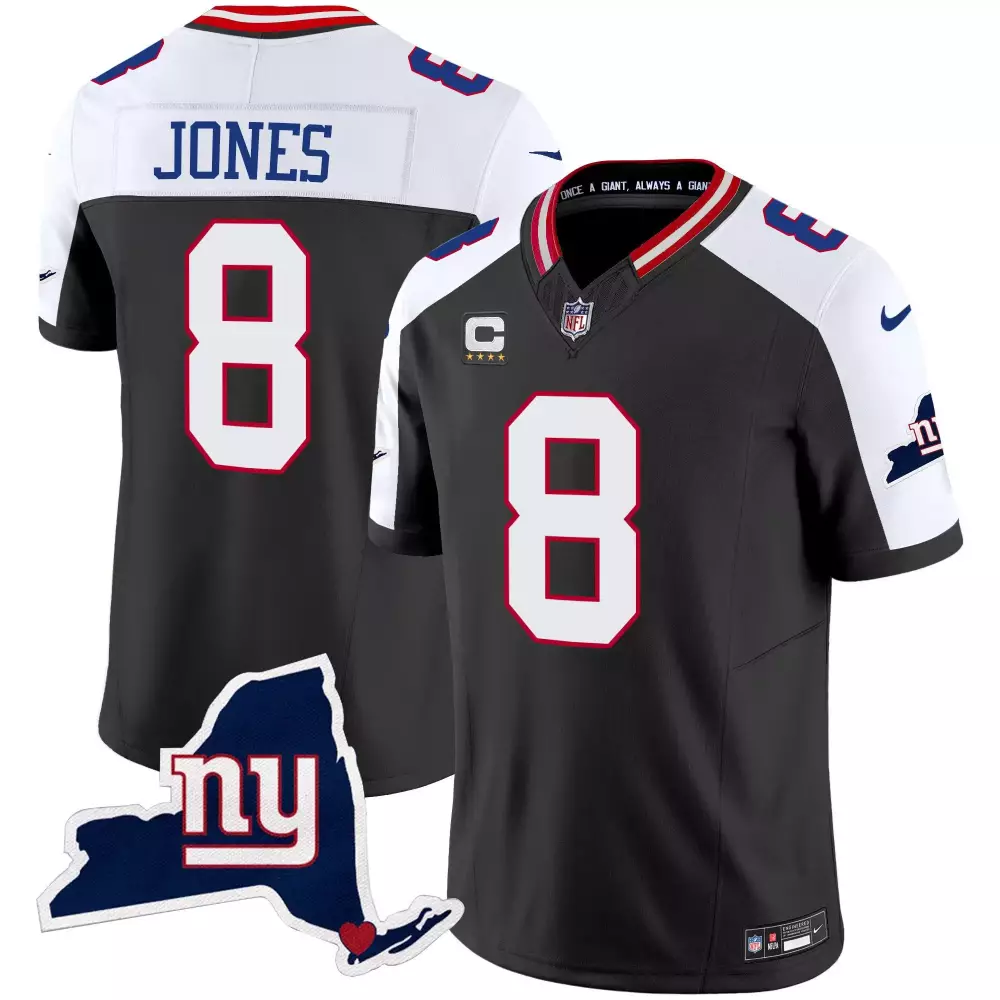 Daniel Jones Black Alternate Men's New York Giants New York State Map Patch Limited Jersey | All Stitched Gear for Men, Women & Youth