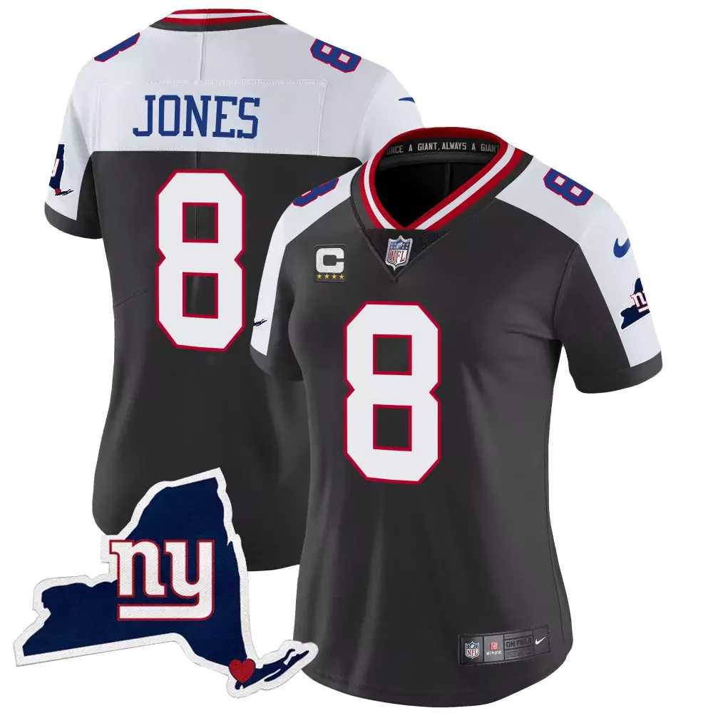 Daniel Jones Black Alternate Men's New York Giants New York State Map Patch Limited Jersey | All Stitched Gear for Men, Women & Youth