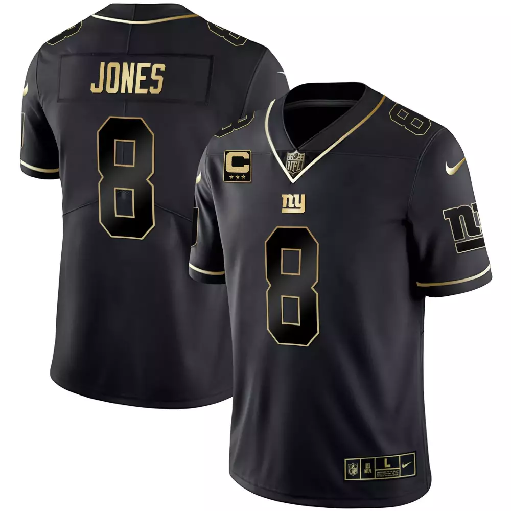 Daniel Jones Black Gold Jersey | New York Giants Vapor Gold Limited Edition | All Stitched Fan Gear for Men, Women & Youth