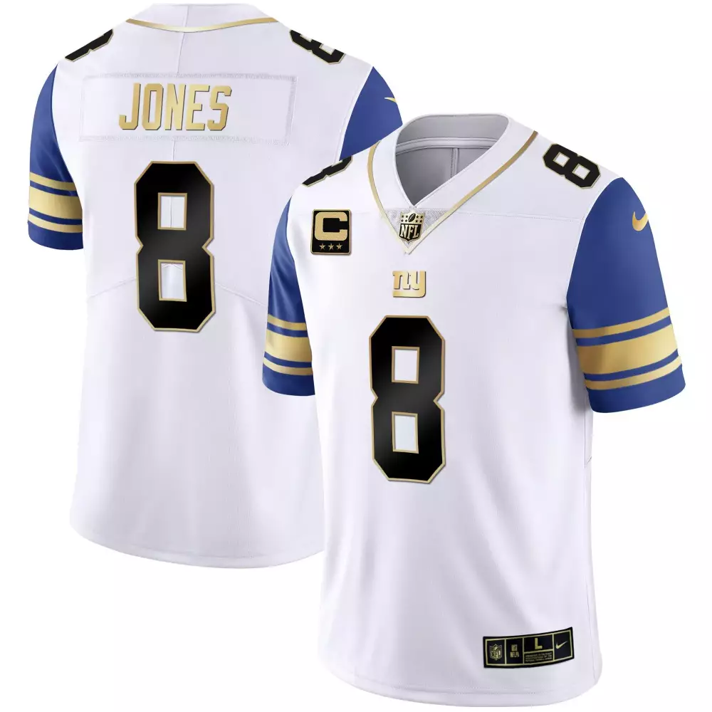 Daniel Jones 2023 New York Giants Color Sleeve Stitched Vapor Gold Jersey | Limited Edition Fan Gear | For Women, Men & Youth