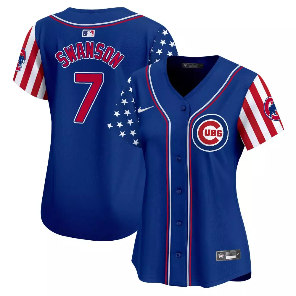 Dansby Swanson Chicago Cubs 2024 Fourth of July Vapor Premier Limited Jersey V2 | Women's | All Stitched | For Men, Women & Youth