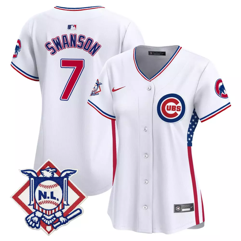 Dansby Swanson Chicago Cubs 2024 Fourth of July Vapor Premier Limited Jersey V2 | Women's | All Stitched | For Men, Women & Youth