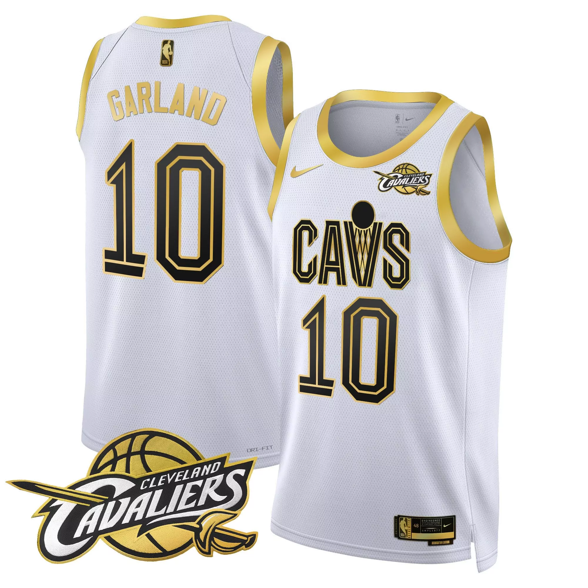 darius garland white gold mens cleveland cavaliers swingman jersey v2 all stitched