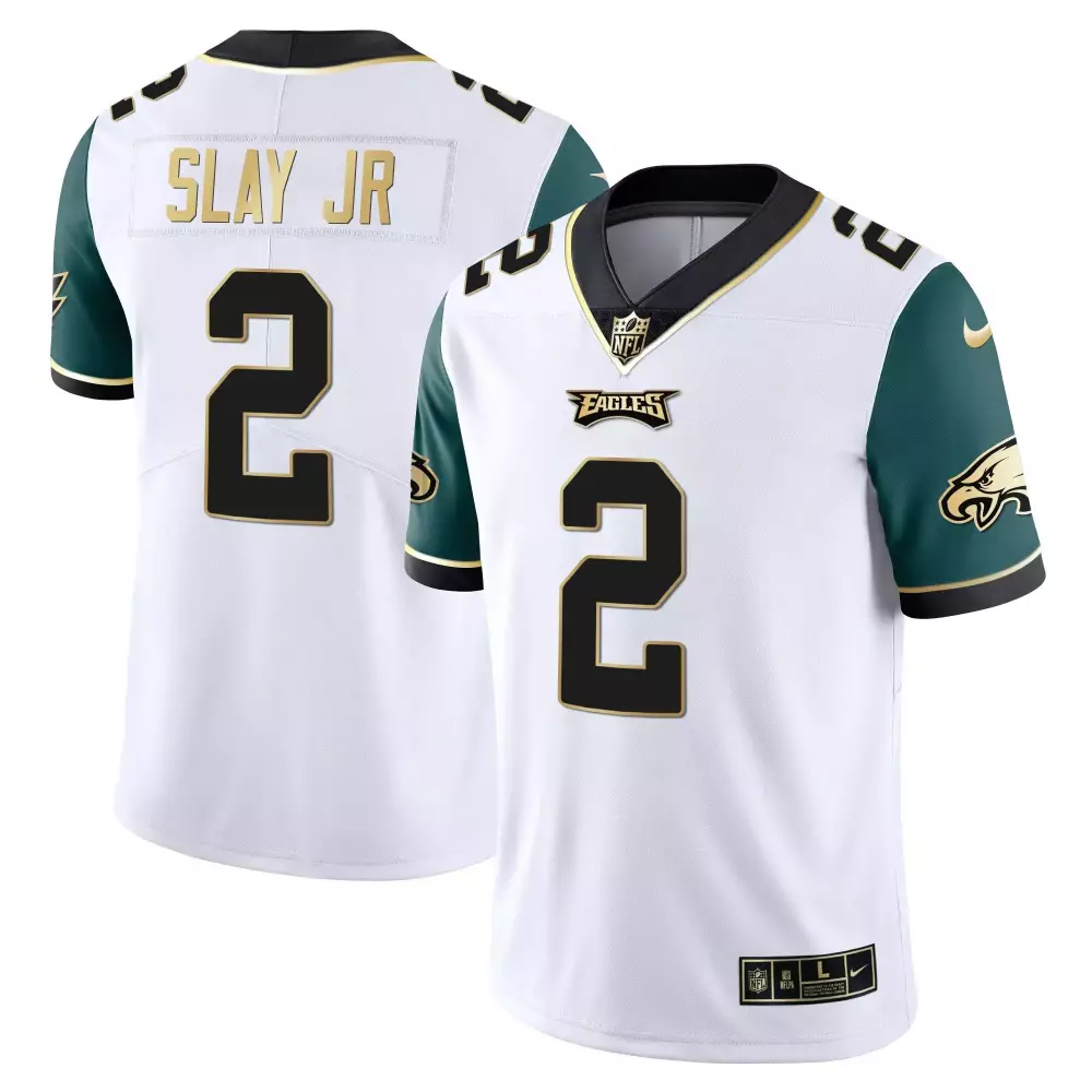 darius slay jr midnight green gold trim womens philadelphia eagles super bowl lvii gold trim jersey all stitched