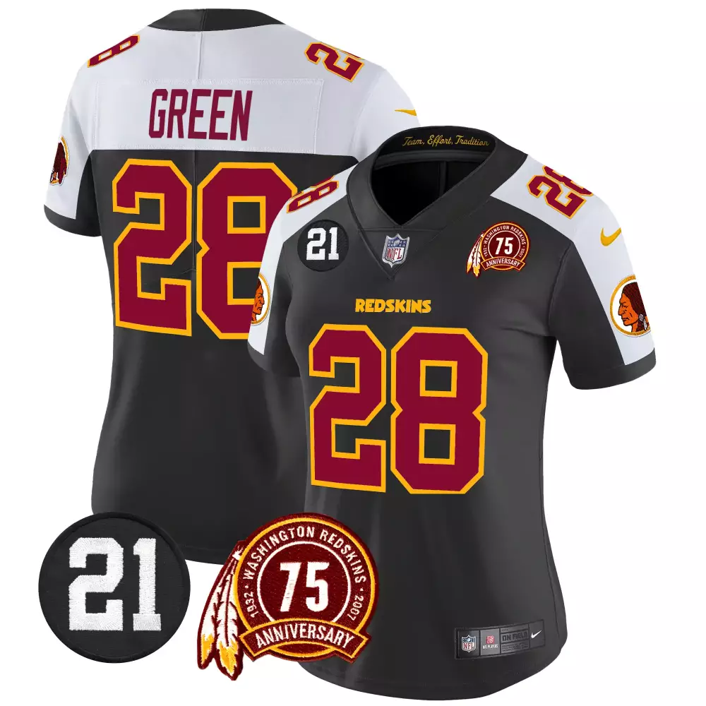 darrell green black alternate womens washington redskins 75th patch vapor limited jersey all stitched