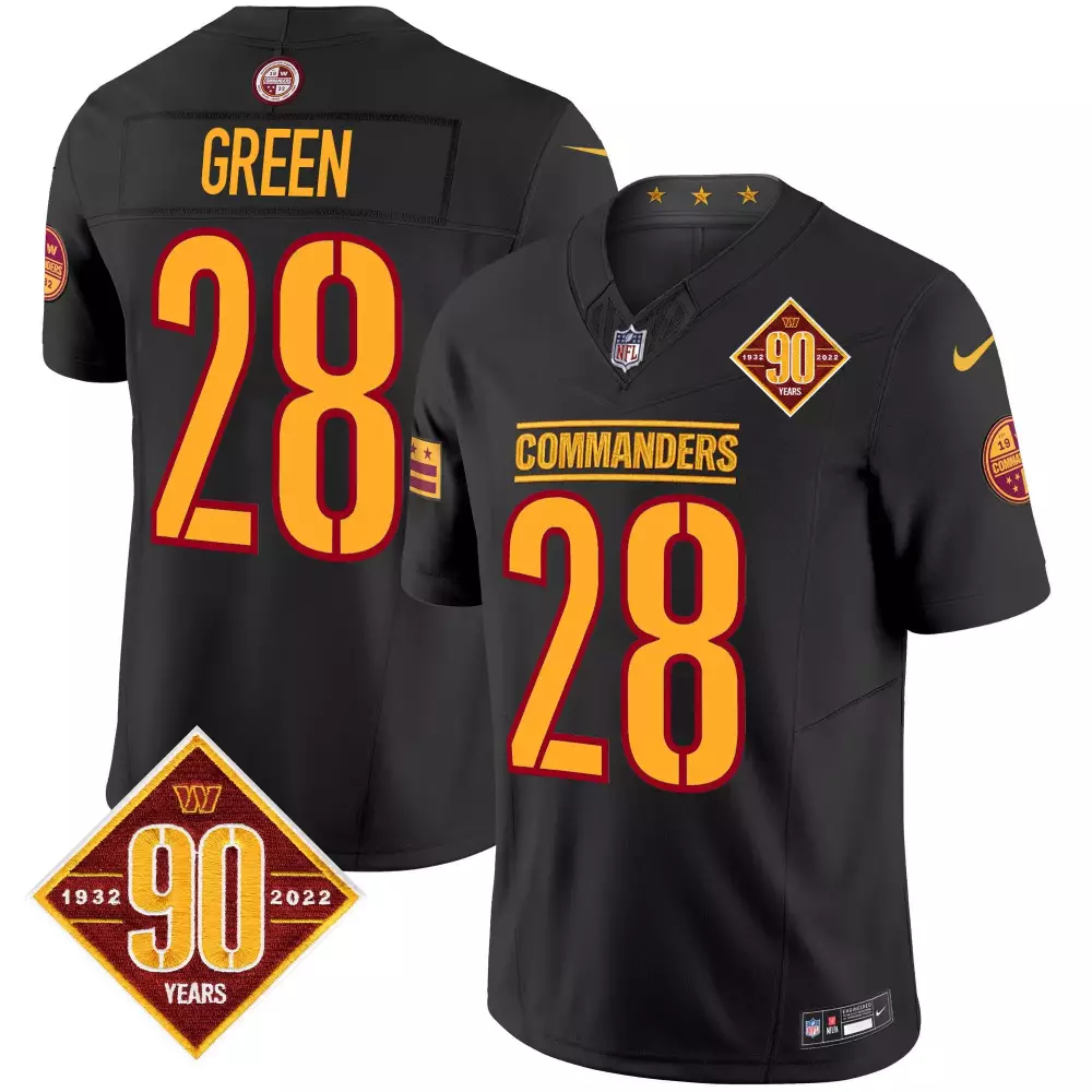 Darrell Green Black Men's Washington Commanders 90th Anniversary Home Patch Jersey | Vapor Limited Edition | For Men, Women & Youth